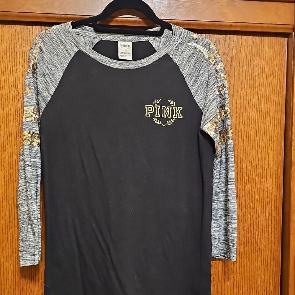 PINK Victoria's Secret Black and Gray Top